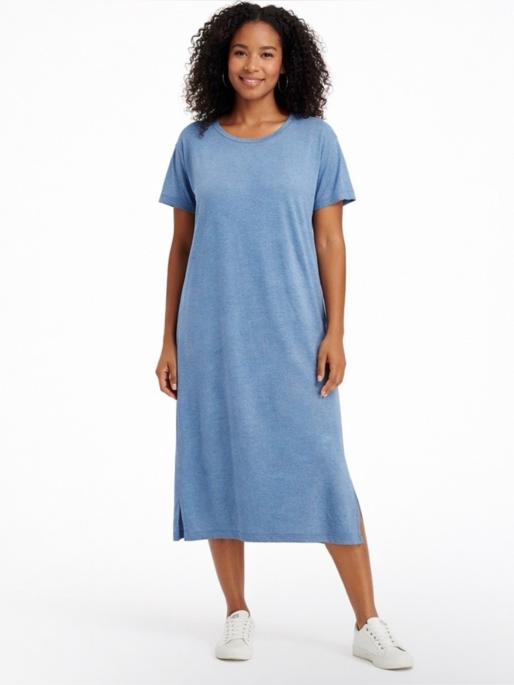 Rip Skirt Blue T Shirt Midi Dress Stretch Casual Size Large
